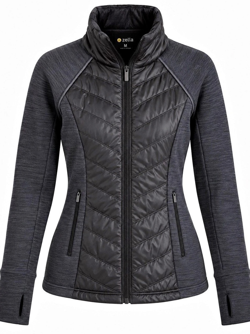Zella Quilted hybrid Athletic Black Jacket Size Medium Like New